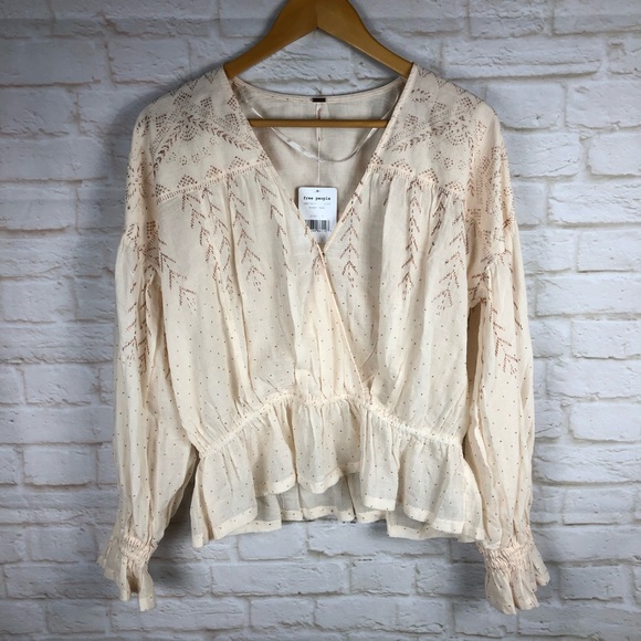 Free People Counting Star Shimmer Peasant Blouse - Picture 3 of 8